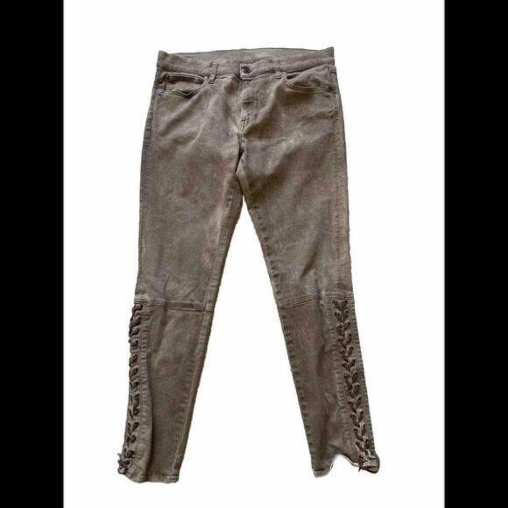 Ralph Lauren Polo Tompkins Skinny Jeans Rustic‎ Tan Size 31 Leather Laced Men’s